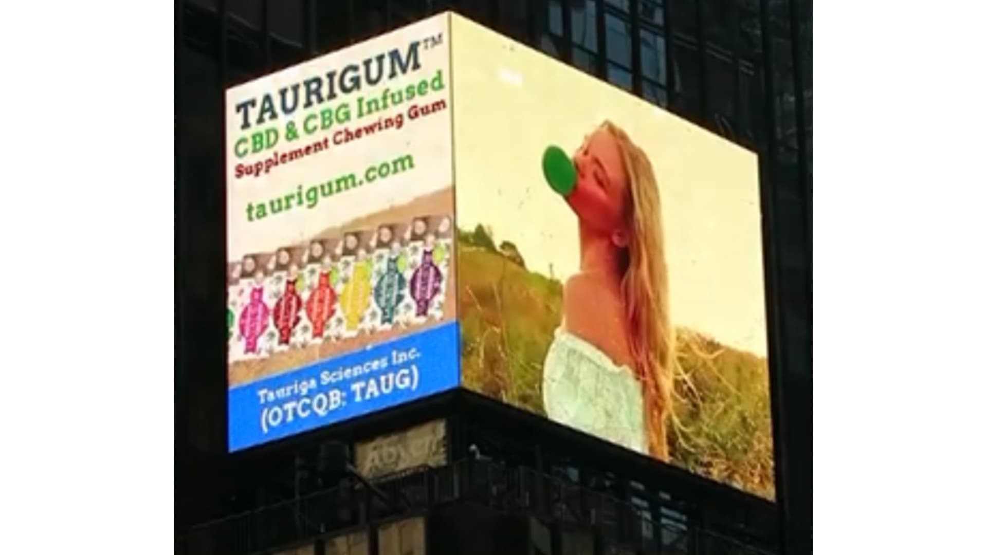 Tauriga Sciences Inc.'s Advertising Campaign in Times Square Goes Live