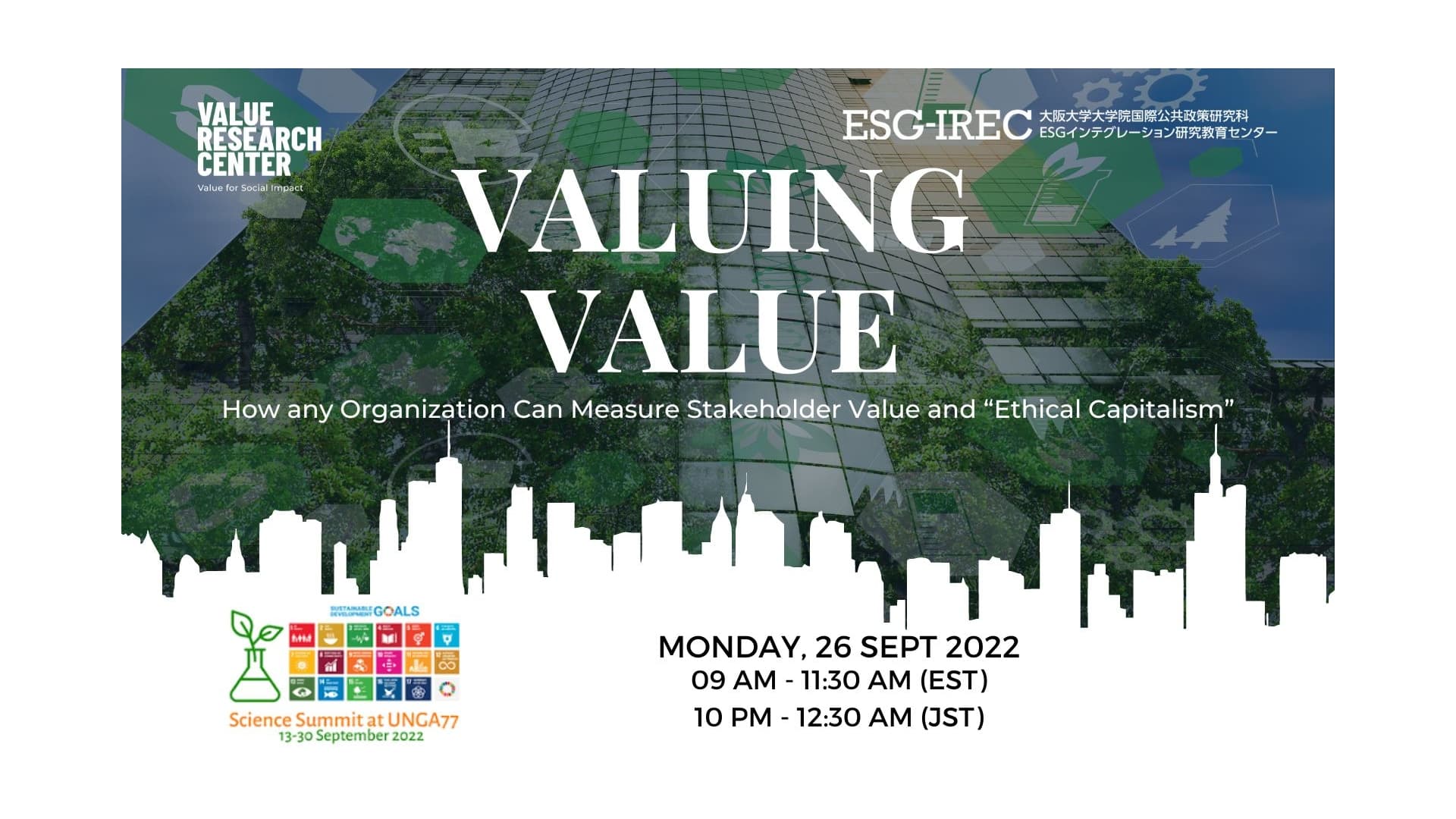 Value Research Center "Valuing Value" at the UNGA77 Science Summit