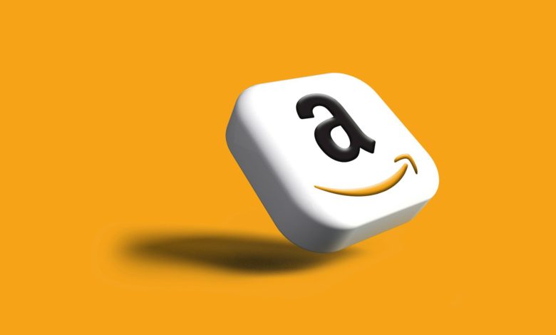 a close up of a dice with an amazon logo on it