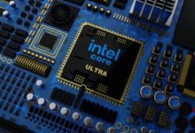 a close up of the intel core logo on a computer motherboard