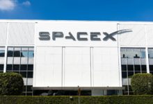 a building with a sign that says spacex on it