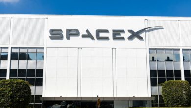 a building with a sign that says spacex on it